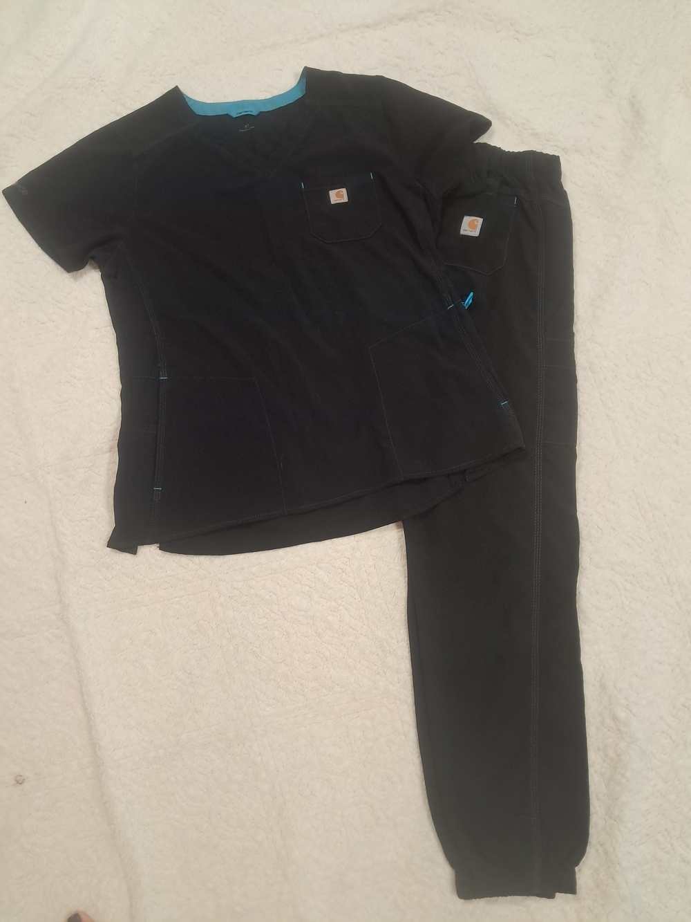 Carhartt Black Scrub Set with Teal Accent